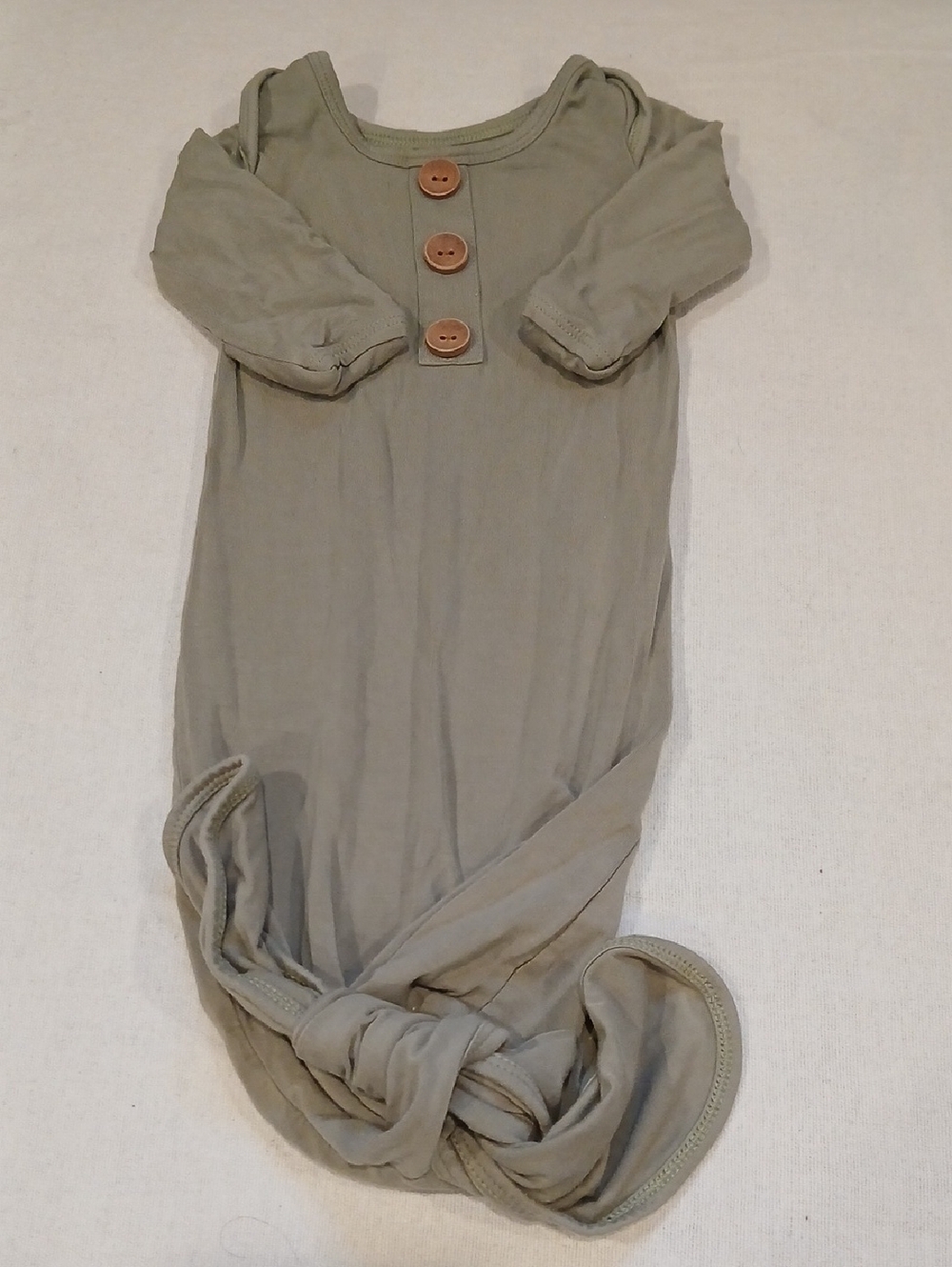 Caden Lane Neutral Olive Baby Knot Gown